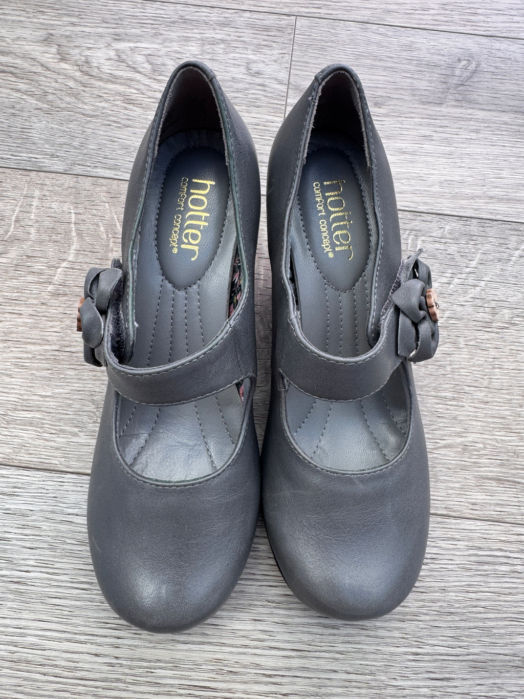 Hotter Comfort Concept Womens Grey Mary Jane Court Shoes UK 3