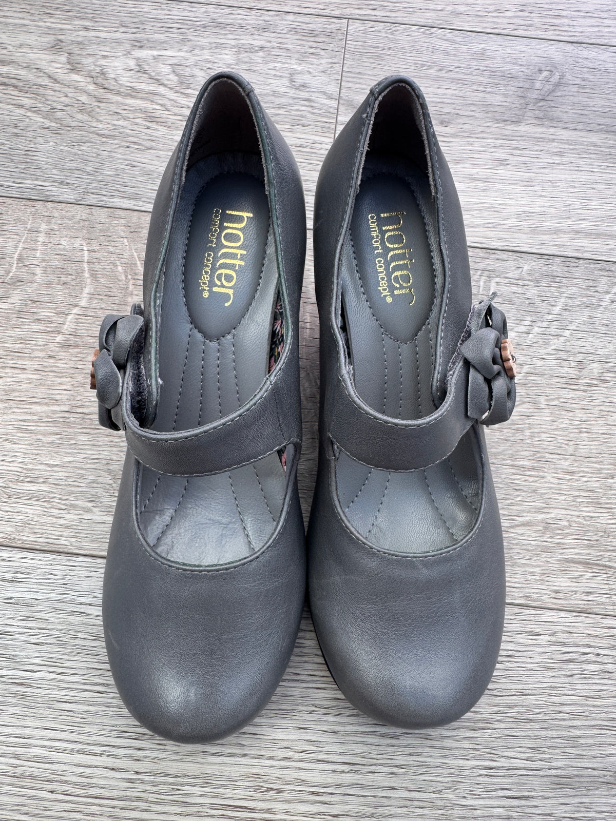 Hotter Comfort Concept Womens Grey Mary Jane Court Shoes UK 3