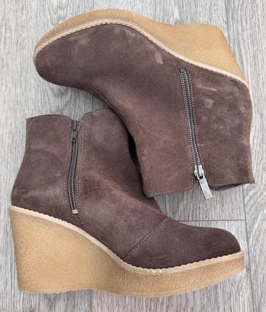 NEXT Womens Brown Suede Wedge Ankle Boots UK 6.5