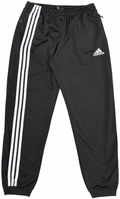 Adidas Mens Joggers Small Black White 3 Stripe Tracksuit Bottoms Zip