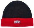 Müller Beanie Hat Black Red Embroidered Logo Cuffed Knit Winter Workwear