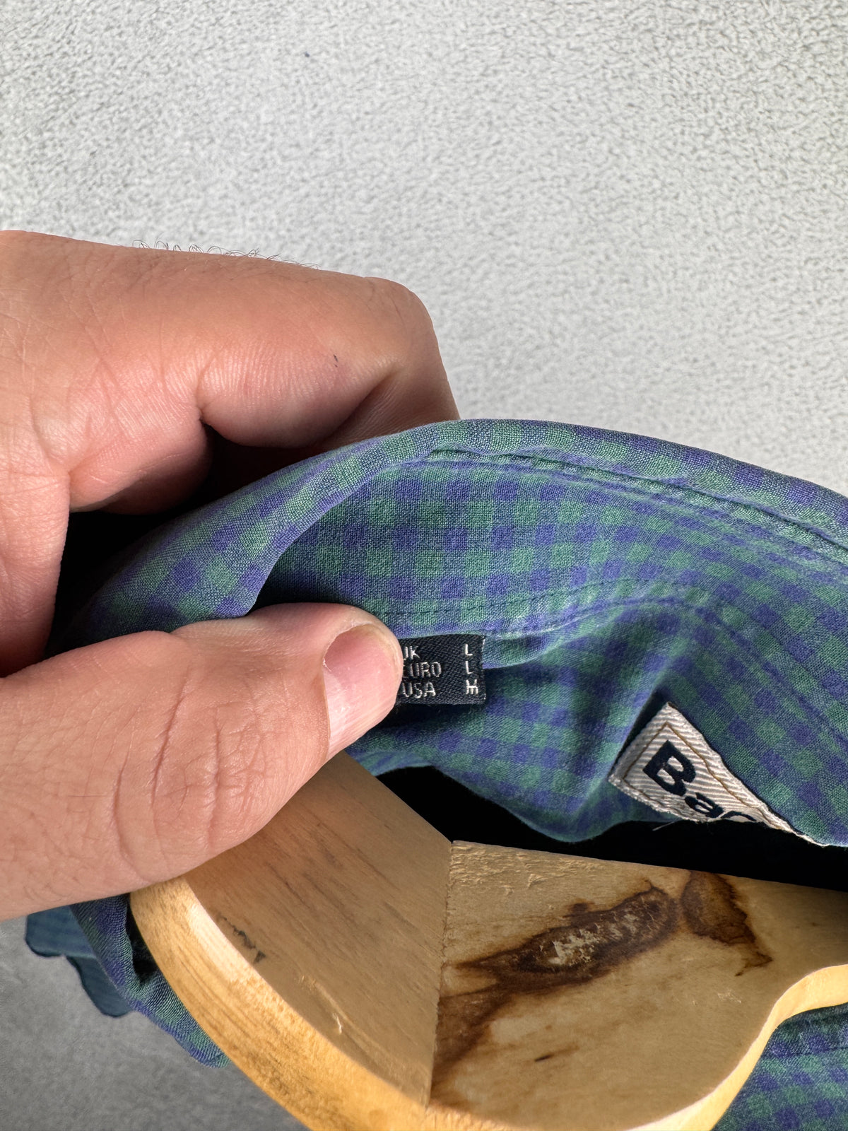 Barbour Mens Shirt Large Blue Green Gingham Check Tailored Fit