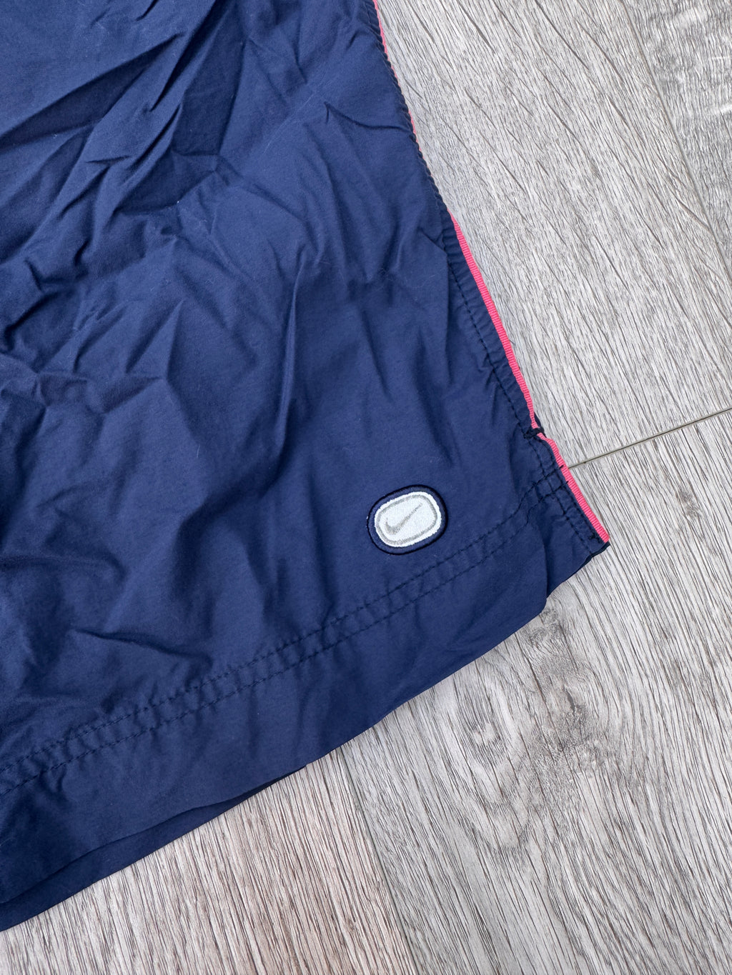 Vintage Nike Swim Shorts Mens XL Navy Red Spellout Logo 90s Y2K