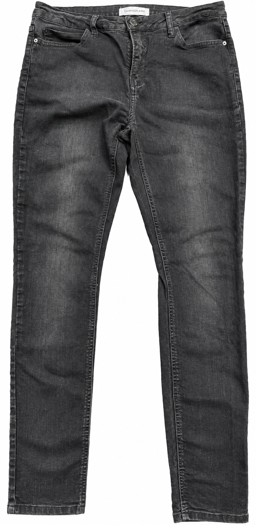 Calvin Klein Jeans Mens W36 L32 Black Grey Faded Denim Trousers Straight Leg