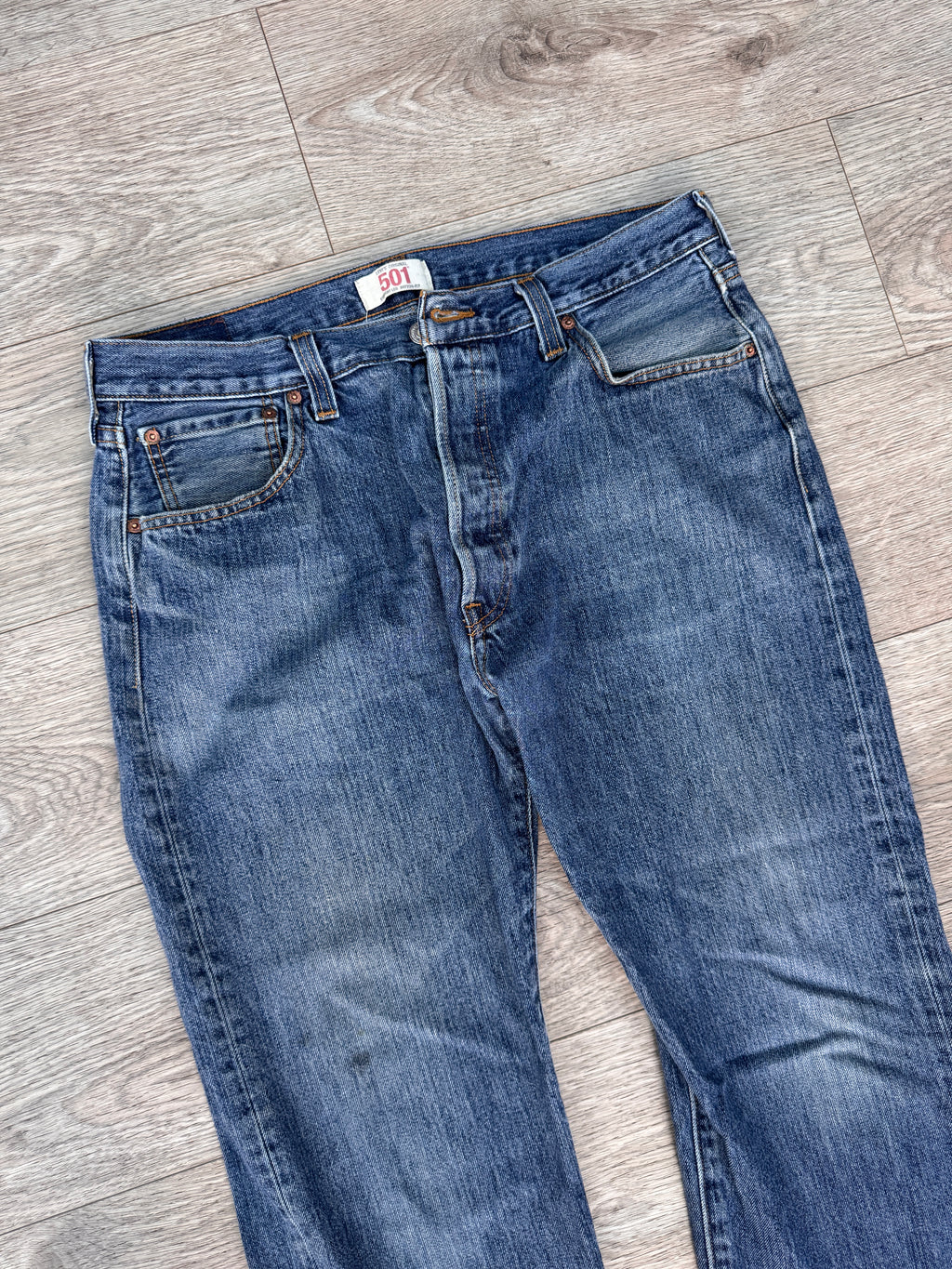 Levis 501 Mens Jeans W36 L32 Blue Denim Straight Leg Button Fly Regular Fit