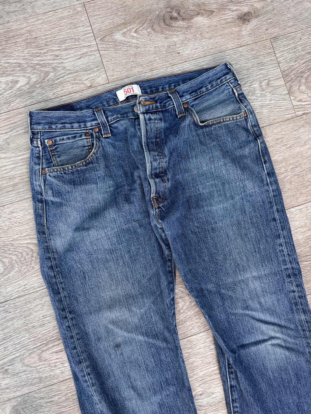 Levis 501 Mens Jeans W36 L32 Blue Denim Straight Leg Button Fly Regular Fit