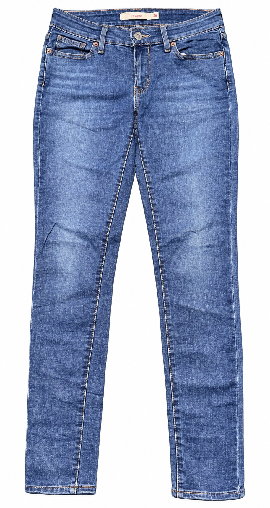 Levi’s 711 Skinny Jeans Womens W26 L32 Blue Stretch Denim Slim Fit