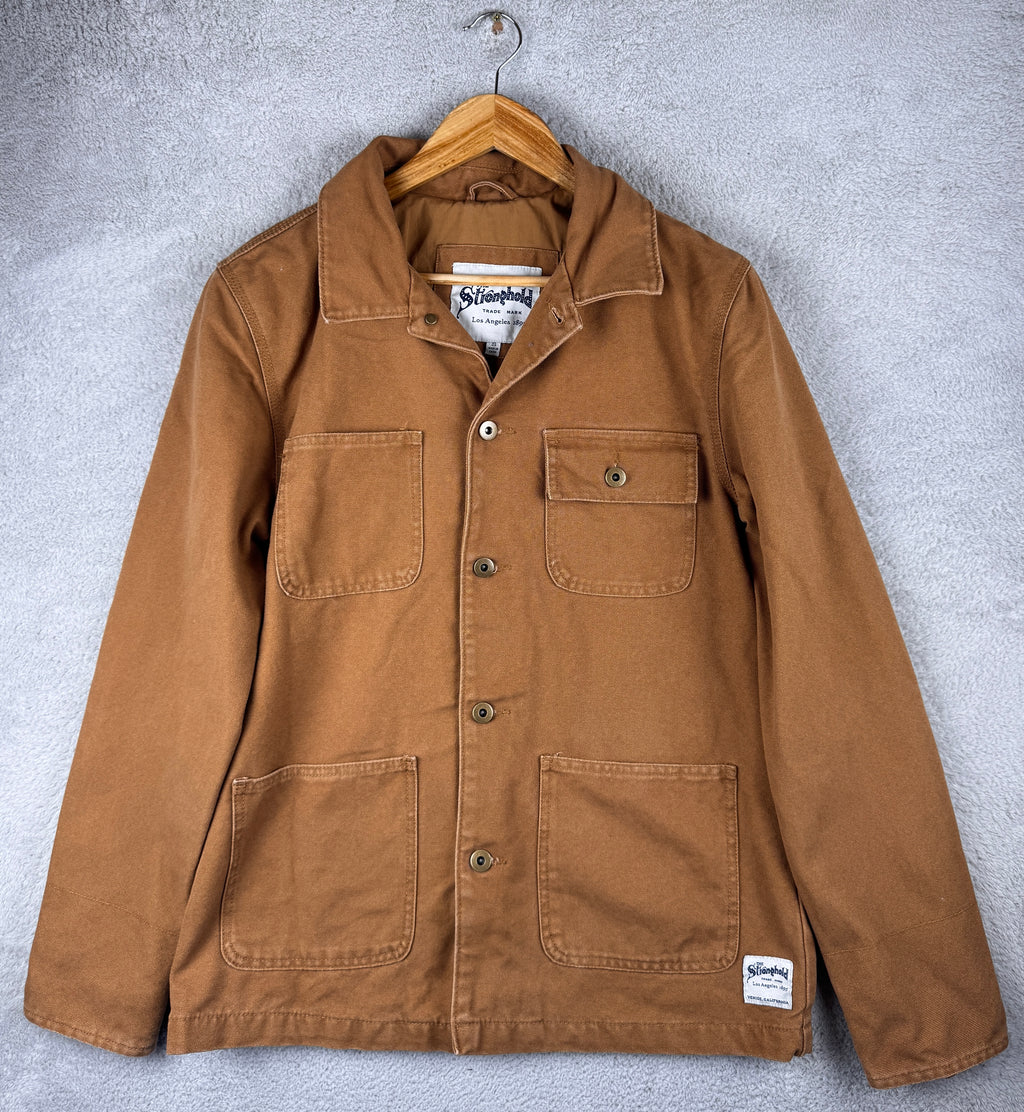 The Stronghold Oi Polloi Mens Small Brown Canvas Chore Workwear Jacket