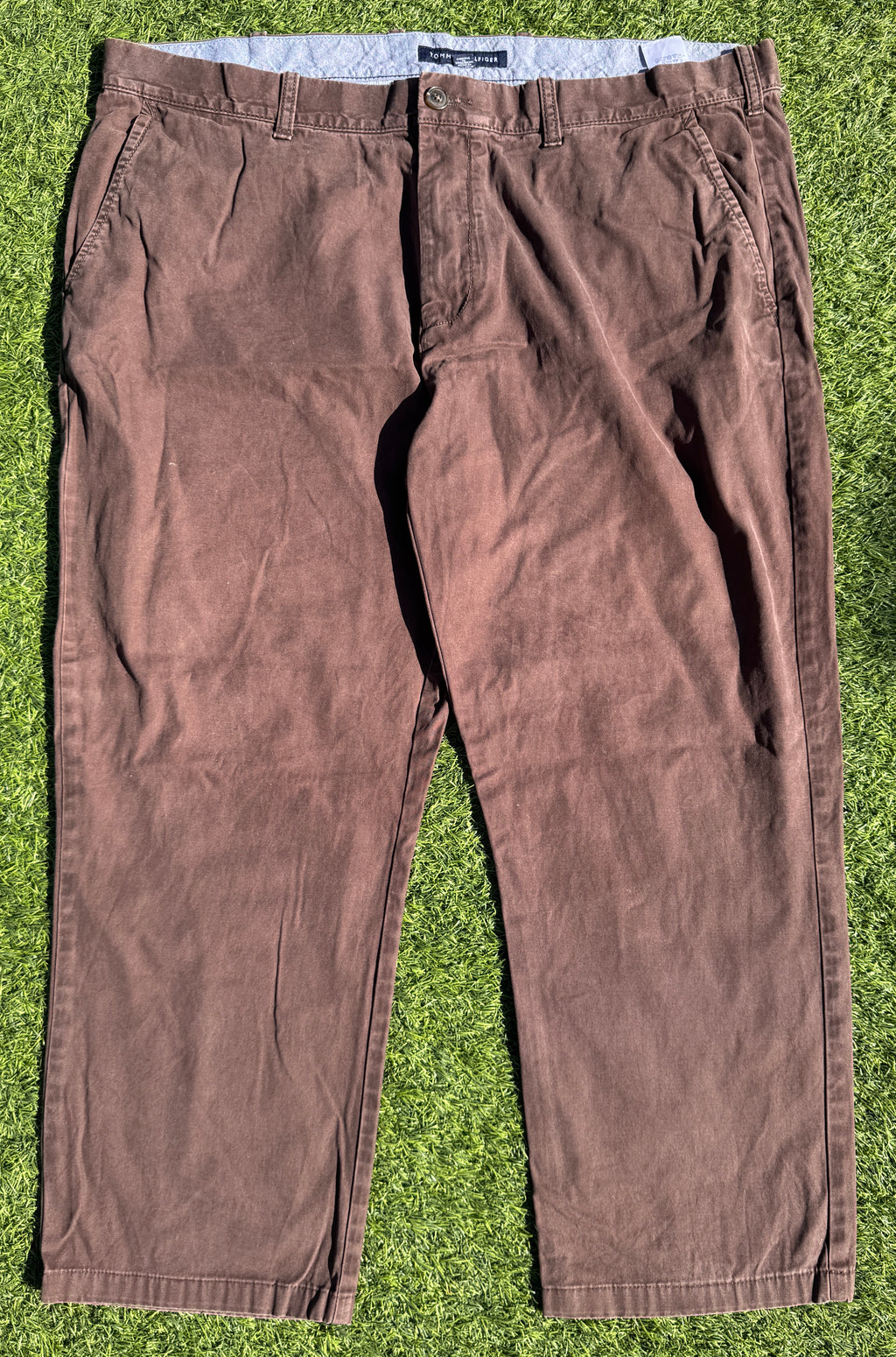 Tommy Hilfiger Mens Brown Chino Trousers W40 L30 Straight Leg