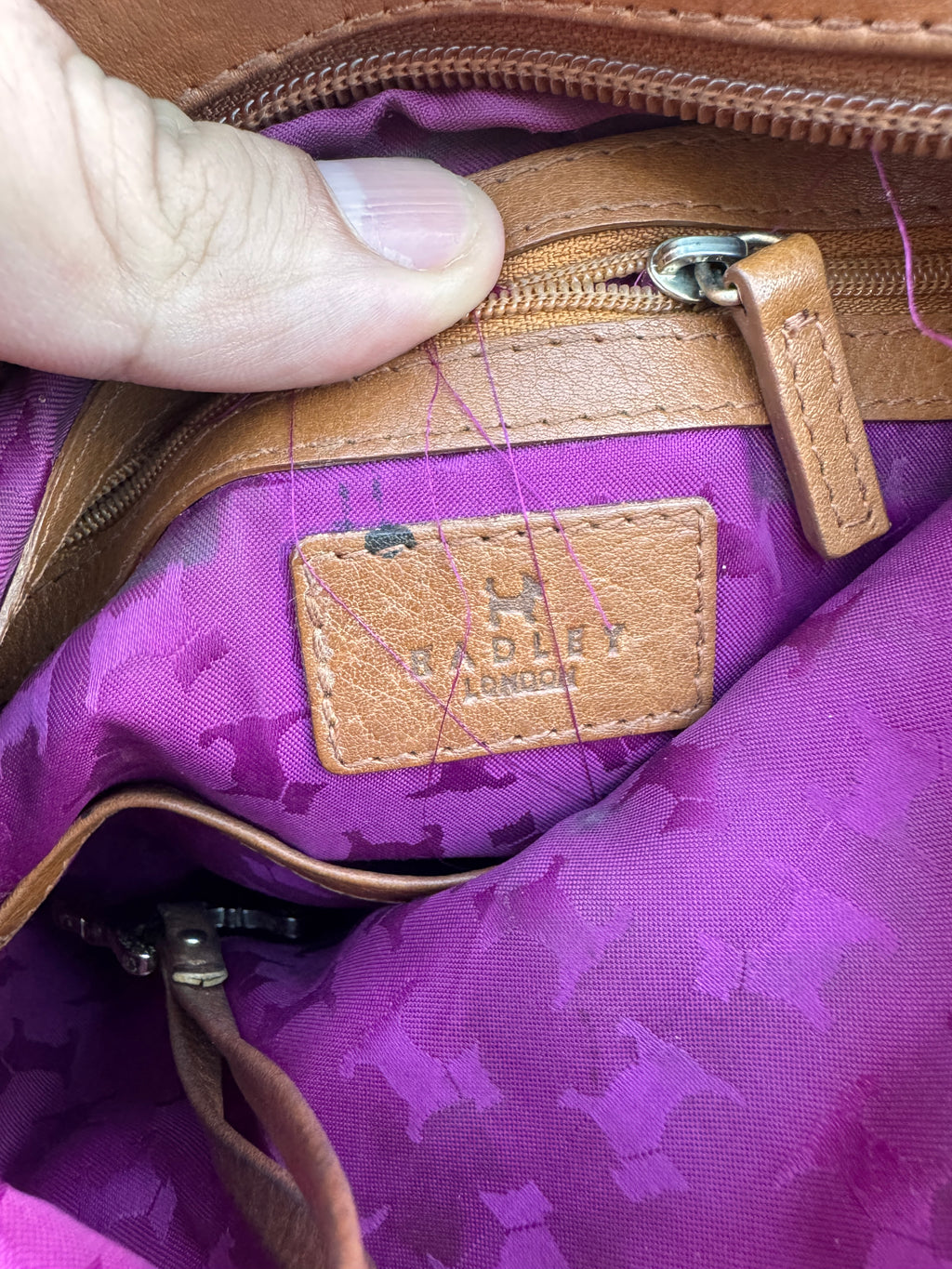 Radley London Womens Brown Leather Crossbody Shoulder Bag Scottie Dog Charm