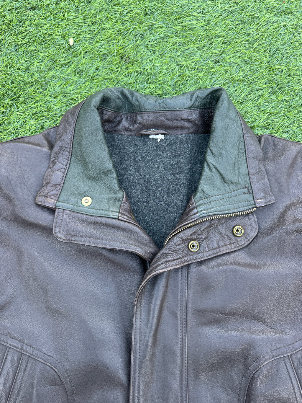 Vintage John B Classic Line Mens Brown Leather Coat Jacket Wool Lined Size XL