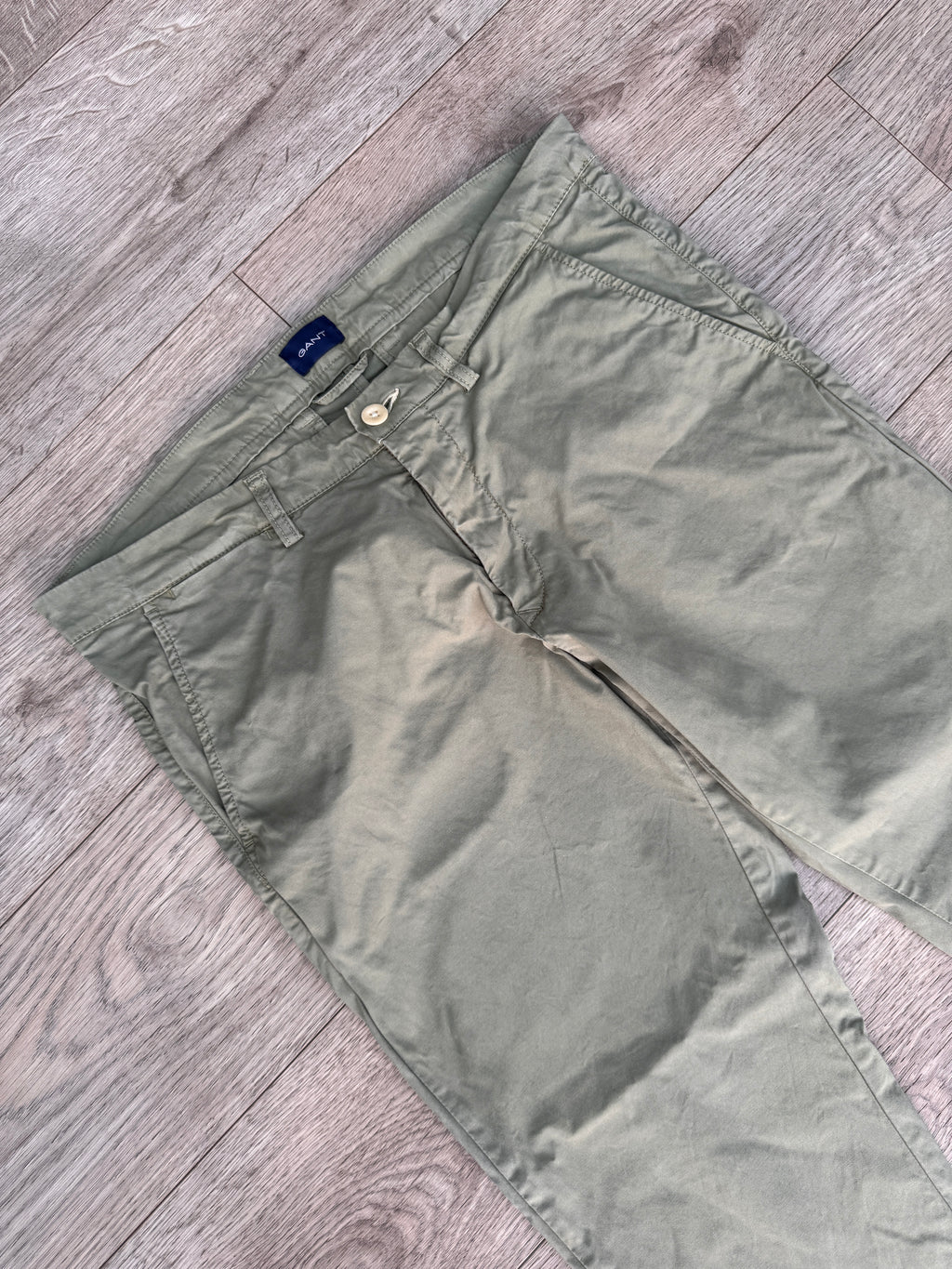 GANT Mens Chino Trousers W34 L32 Slim Fit Olive Green Khaki Cotton