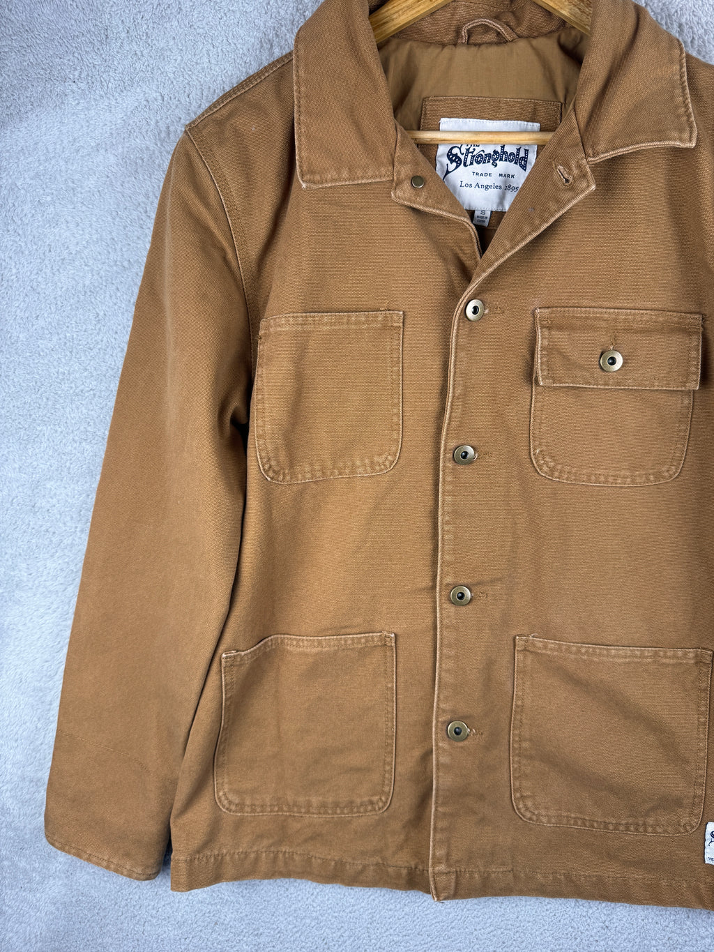 The Stronghold Oi Polloi Mens Small Brown Canvas Chore Workwear Jacket