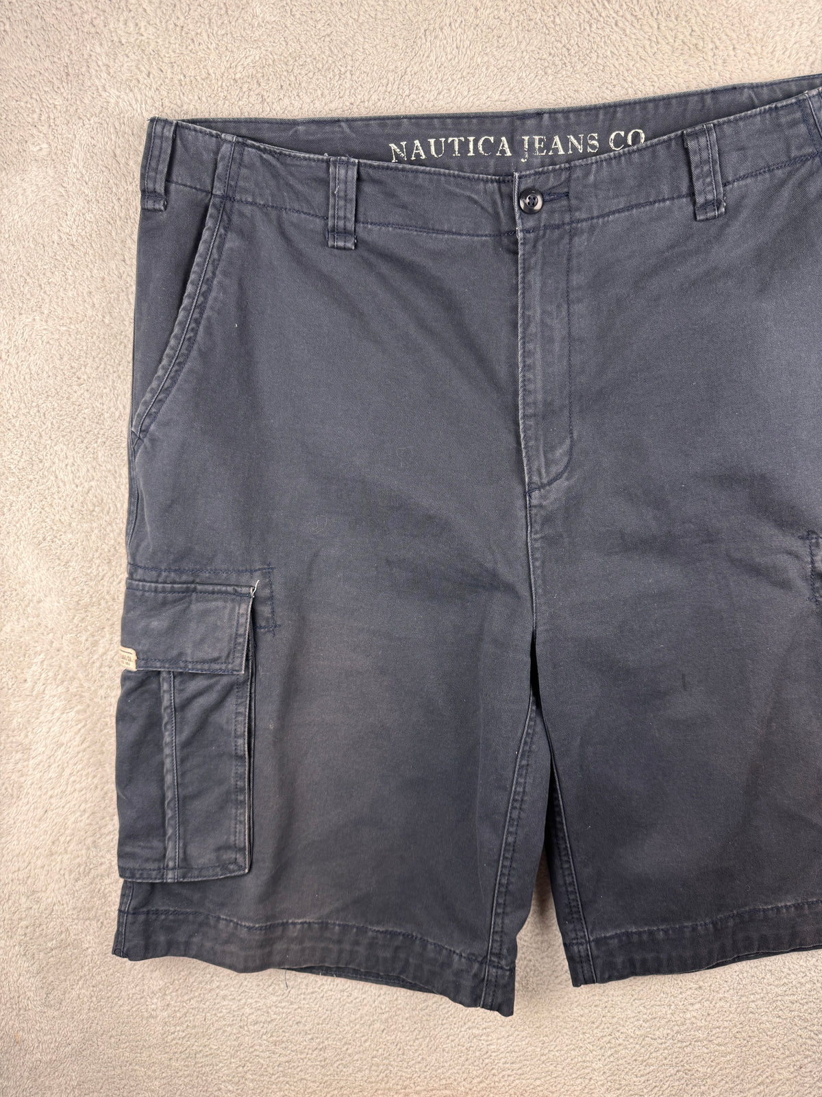 Nautica Jeans Co Mens Cargo Shorts W40 Navy Blue Cotton Utility Combat
