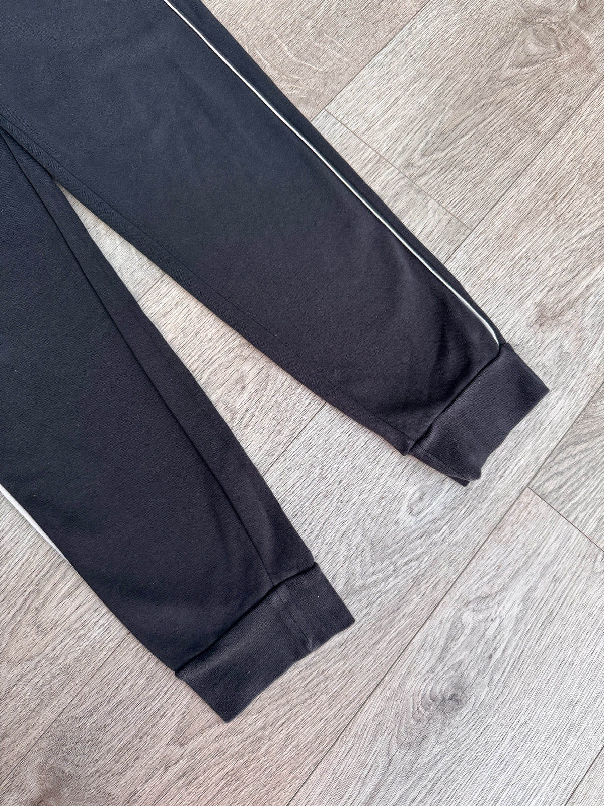 Adidas Mens Small Joggers Black White Piping Fleece Lined Tracksuit