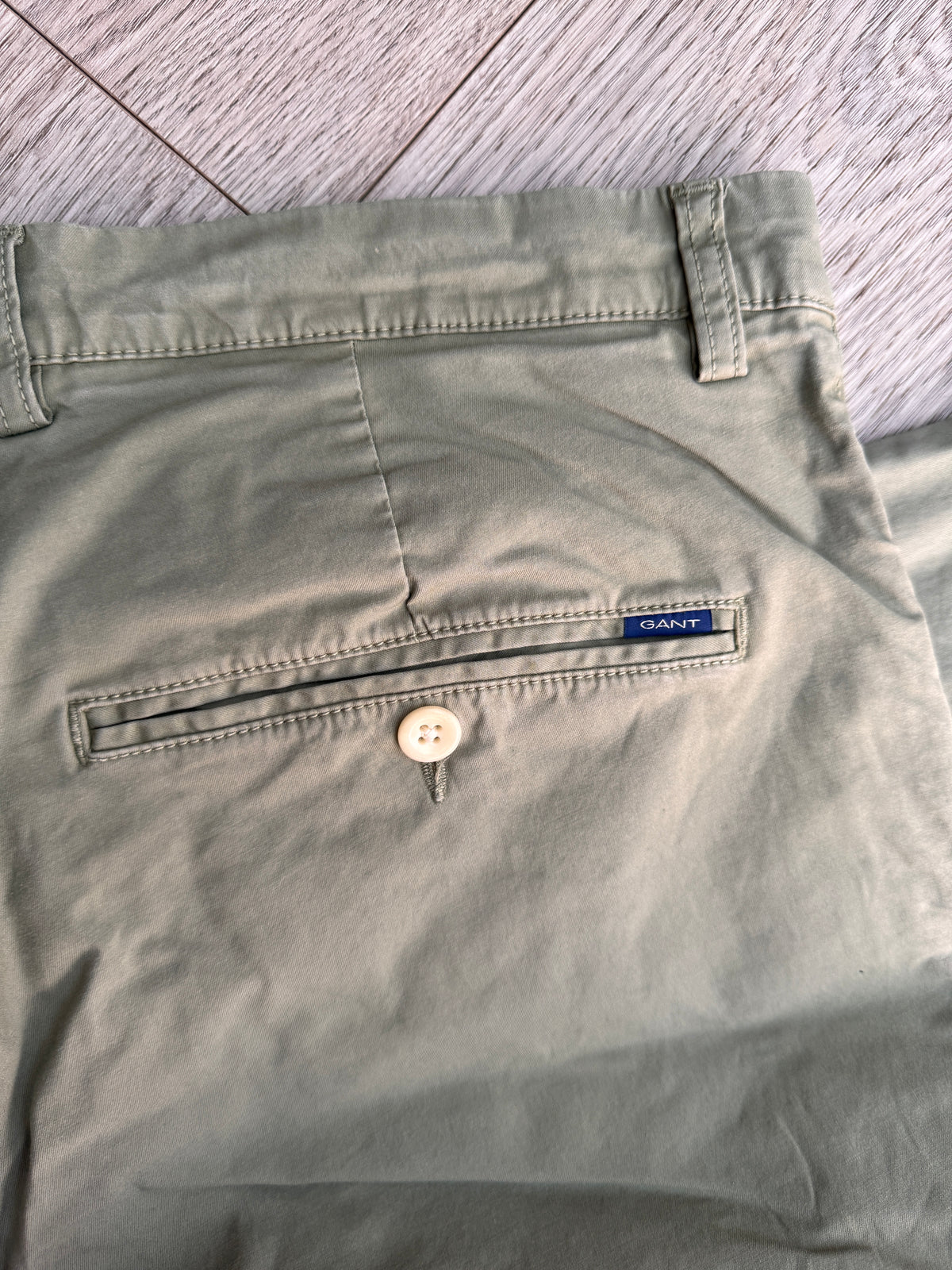 GANT Mens Chino Trousers W34 L32 Slim Fit Olive Green Khaki Cotton