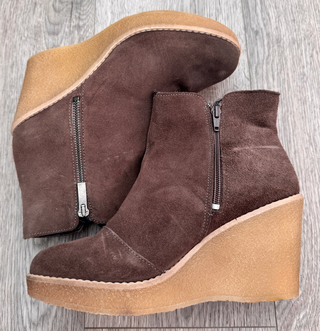 NEXT Womens Brown Suede Wedge Ankle Boots UK 6.5