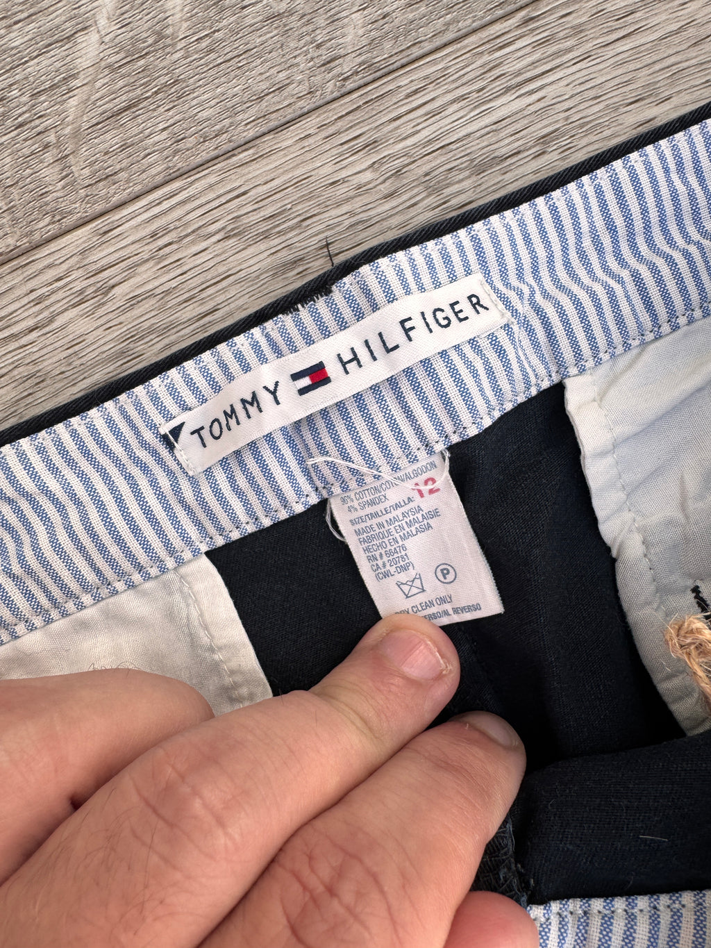 Tommy Hilfiger Womens Navy Blue Chino Trousers Straight Leg Size 12 W 32 L 30