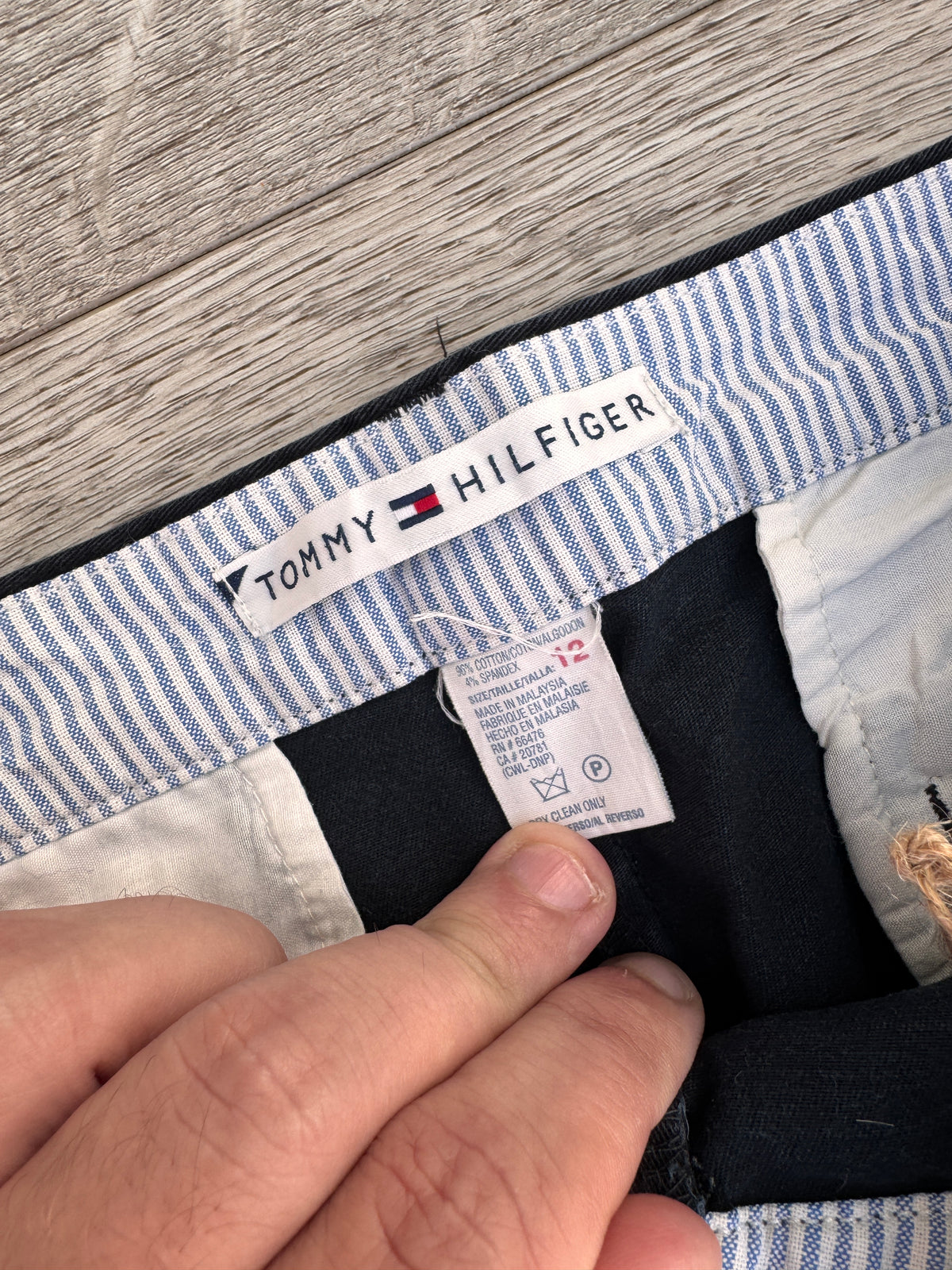 Tommy Hilfiger Womens Navy Blue Chino Trousers Straight Leg Size 12 W 32 L 30