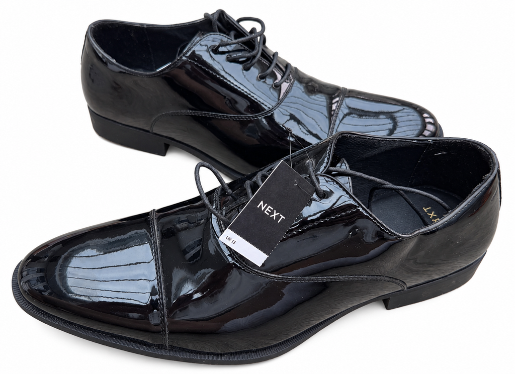 NEXT Mens Black Patent Oxford Formal Dress Wedding Shoes UK 13
