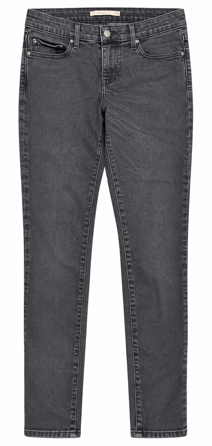 Levis 711 Womens Skinny Jeans W28 L32 Black Charcoal Wash Stretch