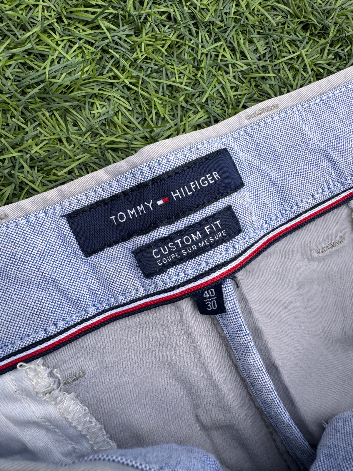 Tommy Hilfiger Mens Chino Trousers W40 L30 Grey Custom Fit Relaxed