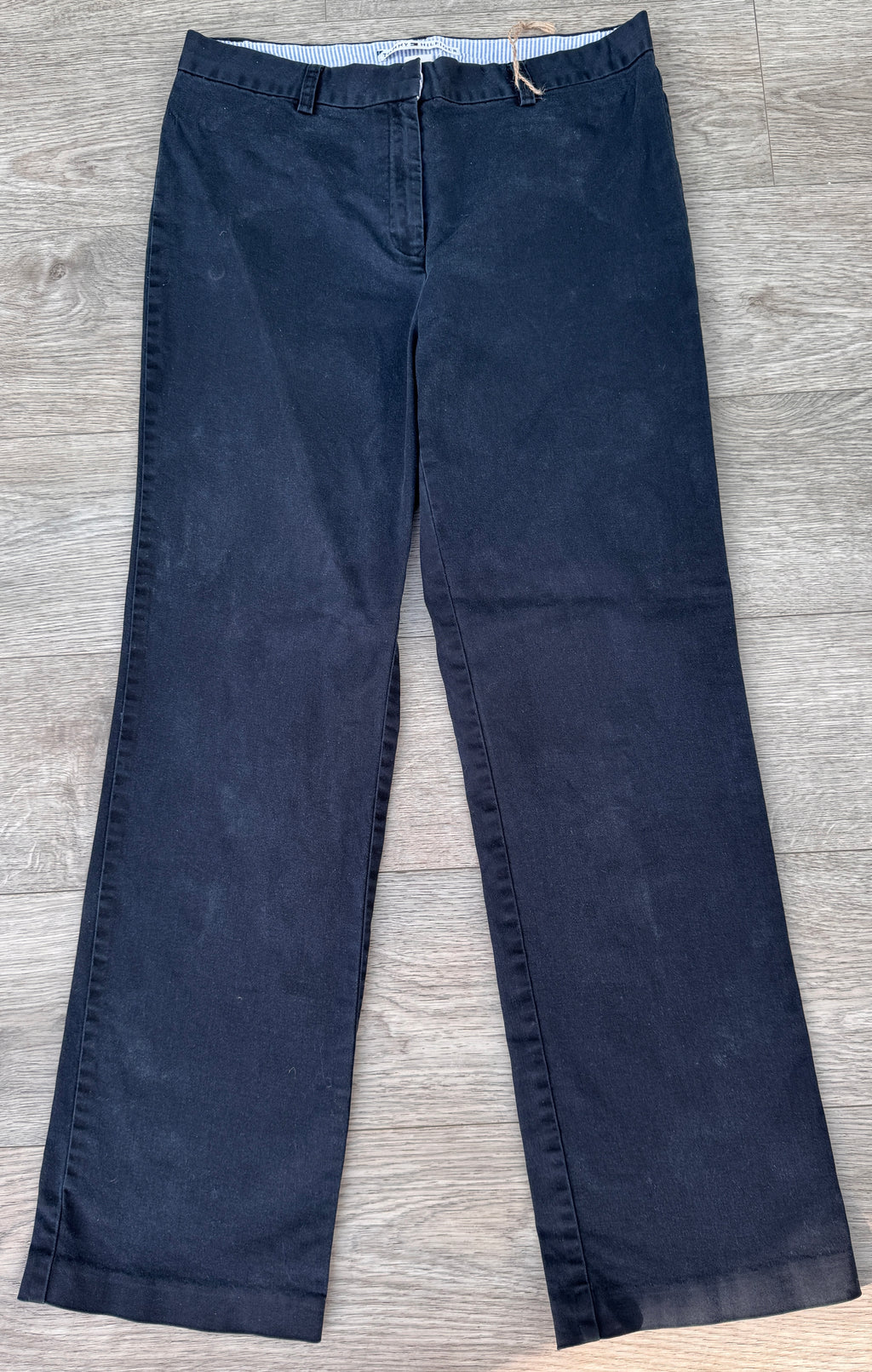 Tommy Hilfiger Womens Navy Blue Chino Trousers Straight Leg Size 12 W 32 L 30