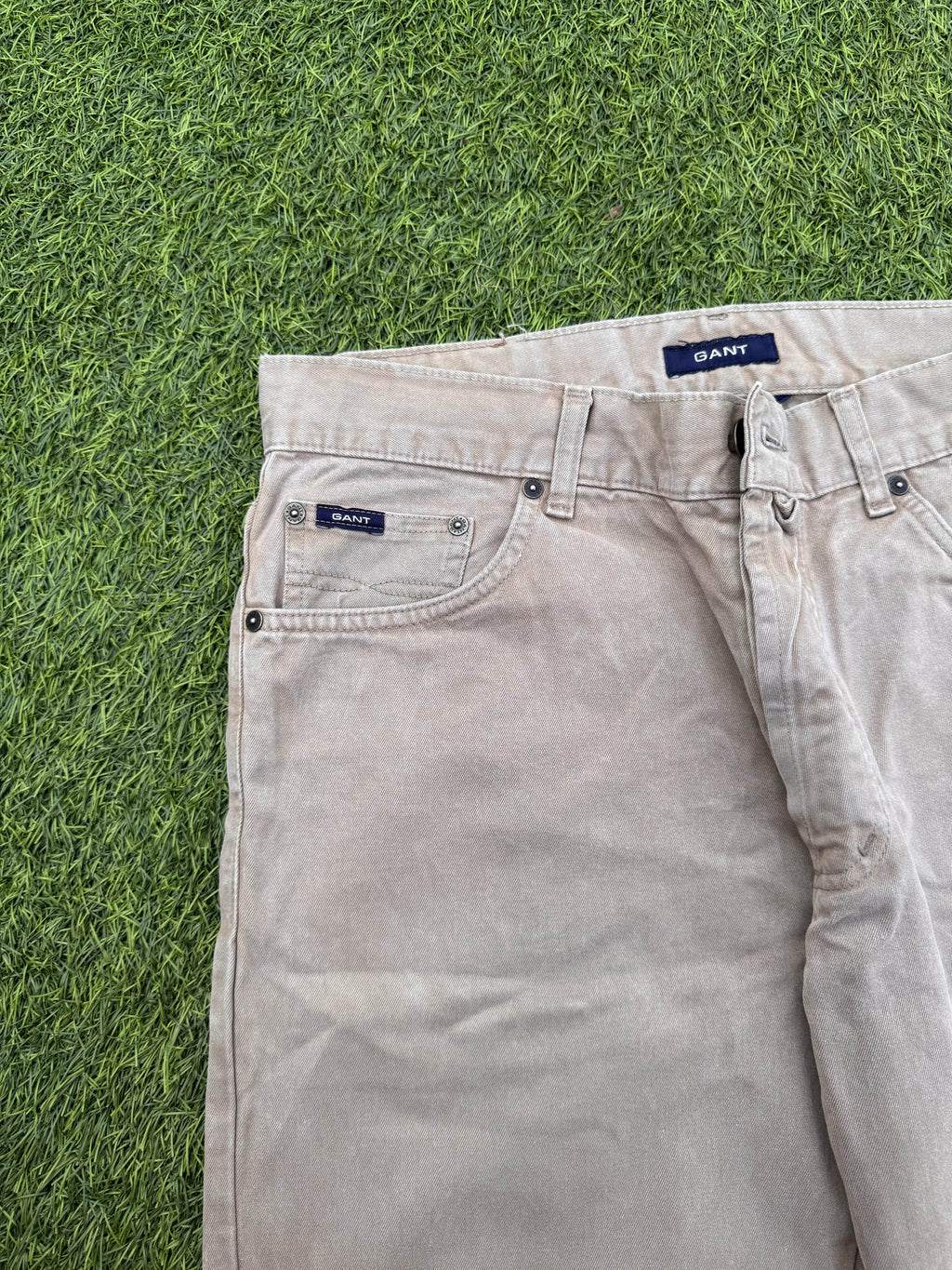 GANT Jason Mens Jeans W32 L32 Beige Stone Regular Fit Straight Leg