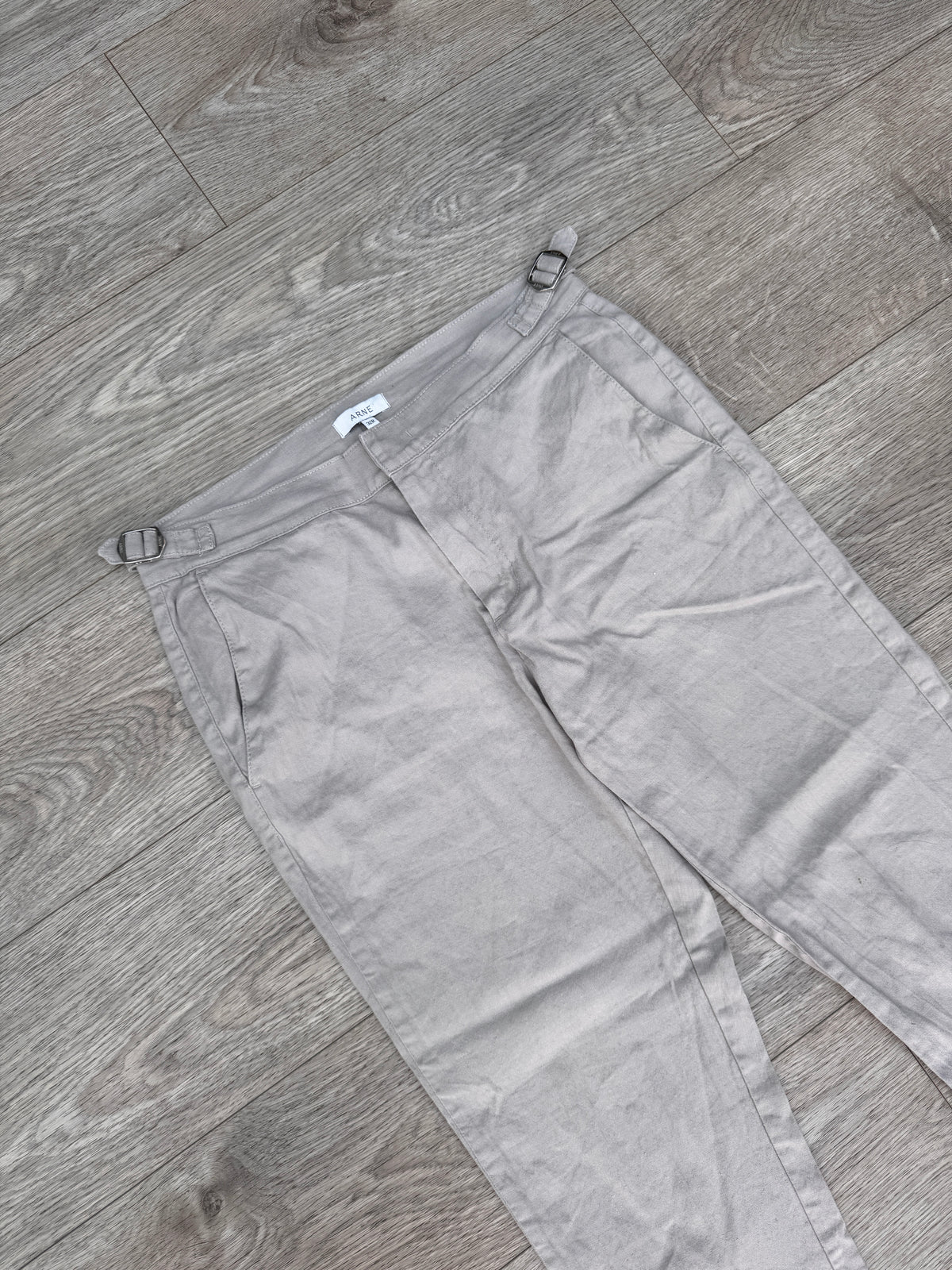 ARNE Mens Trousers W32 L28 Grey Linen Cotton Blend Slim Fit Chinos