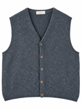Vintage St Michael M&S Mens XL Blue Knitted Waistcoat Cardigan Vest UK Made