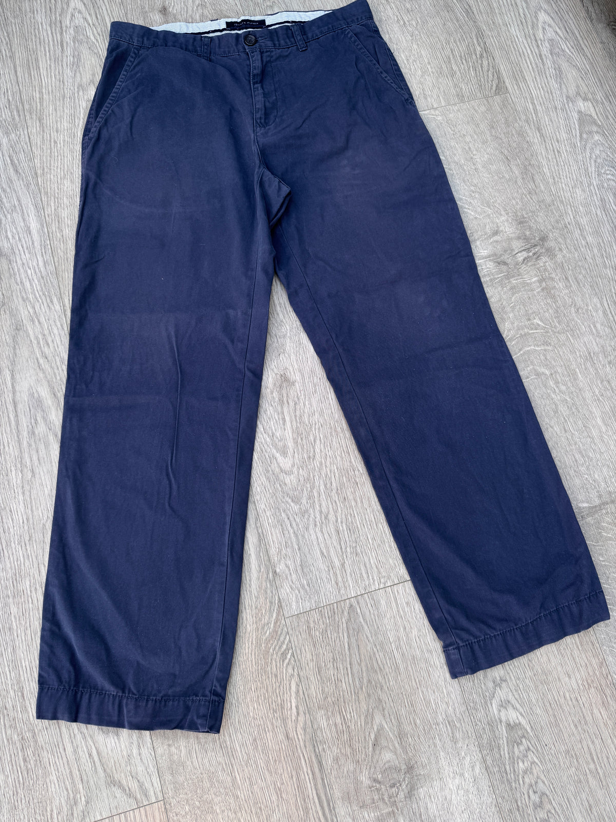 Tommy Hilfiger Mens Chinos W32 L30 Navy Blue Straight Leg Trousers
