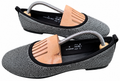 M&S Womens Black Silver Diamante Ballet Pumps Shoes Insolia Flex UK 8 Flats
