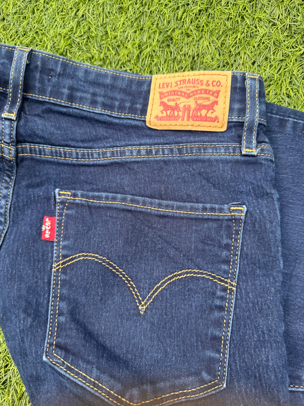 Levis 721 Womens Jeans W29 L30 High Rise Skinny Stretch Blue Denim