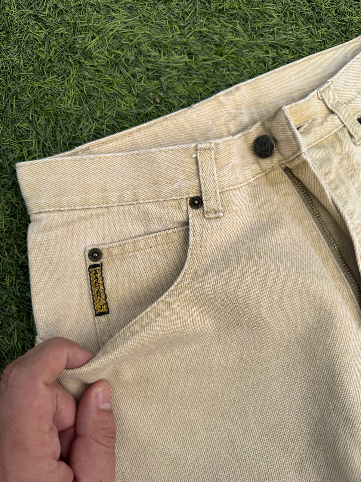 Armani Jeans Mens Beige Cream Denim Jeans Straight Leg W28 L28