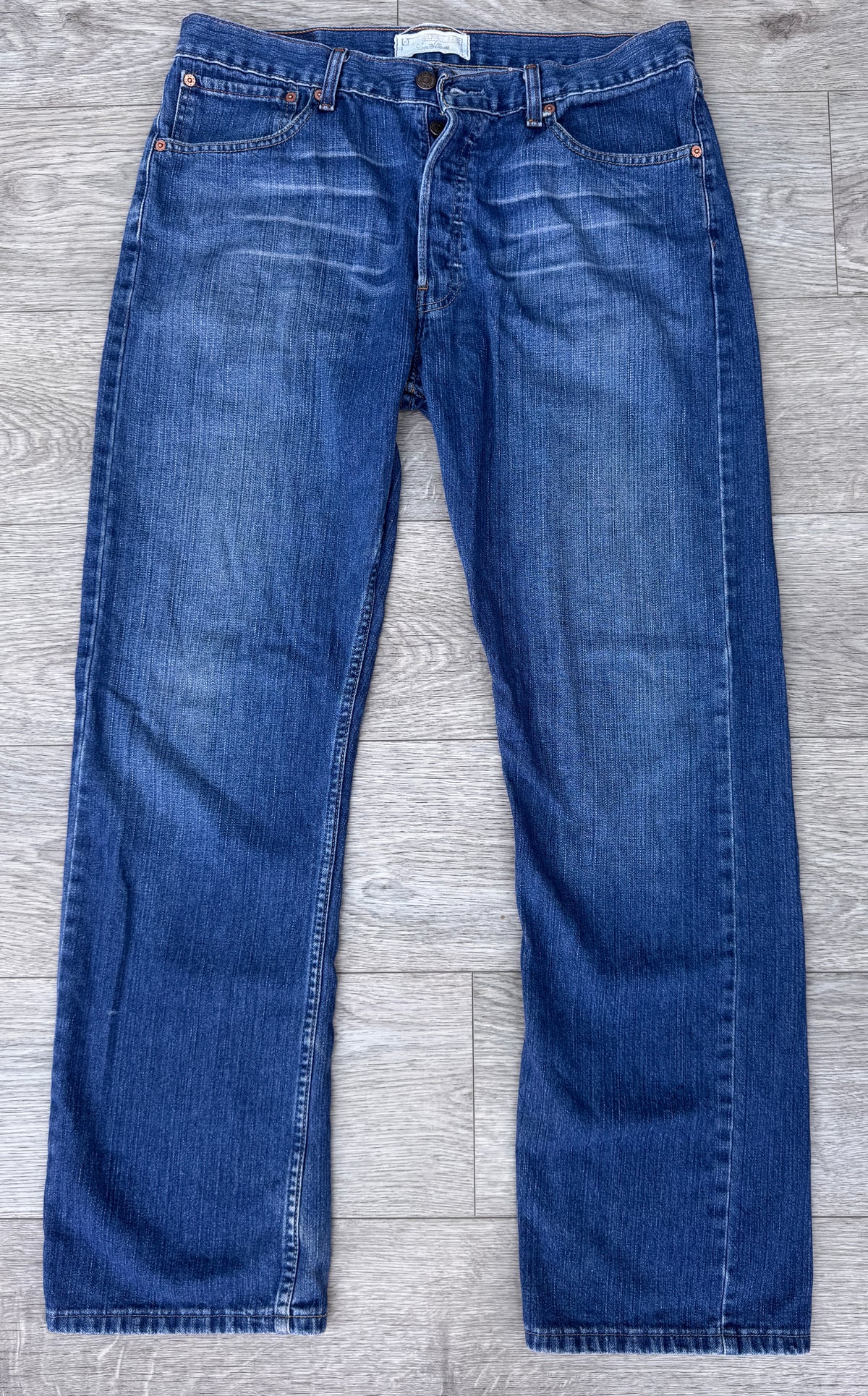 Levi Strauss Signature Mens Jeans W34 L32 Blue Denim Straight Leg Faded