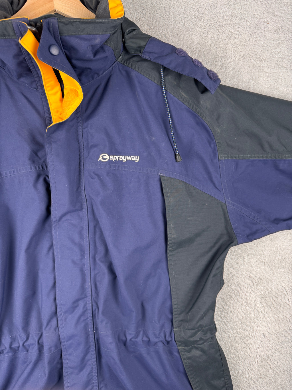 Sprayway Mens Medium Waterproof Jacket Navy Blue Hooded Outdoor Coat