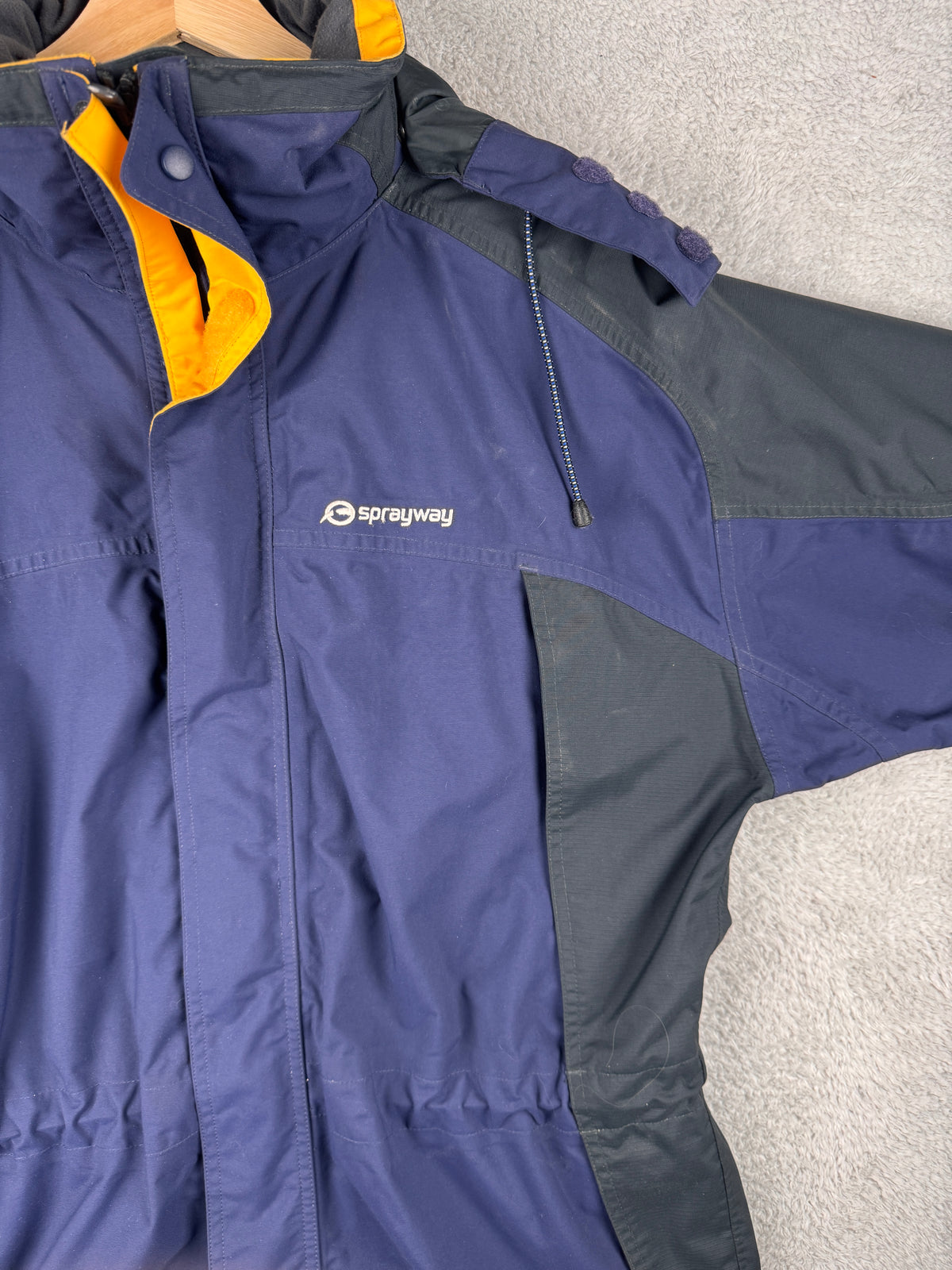 Sprayway Mens Medium Waterproof Jacket Navy Blue Hooded Outdoor Coat