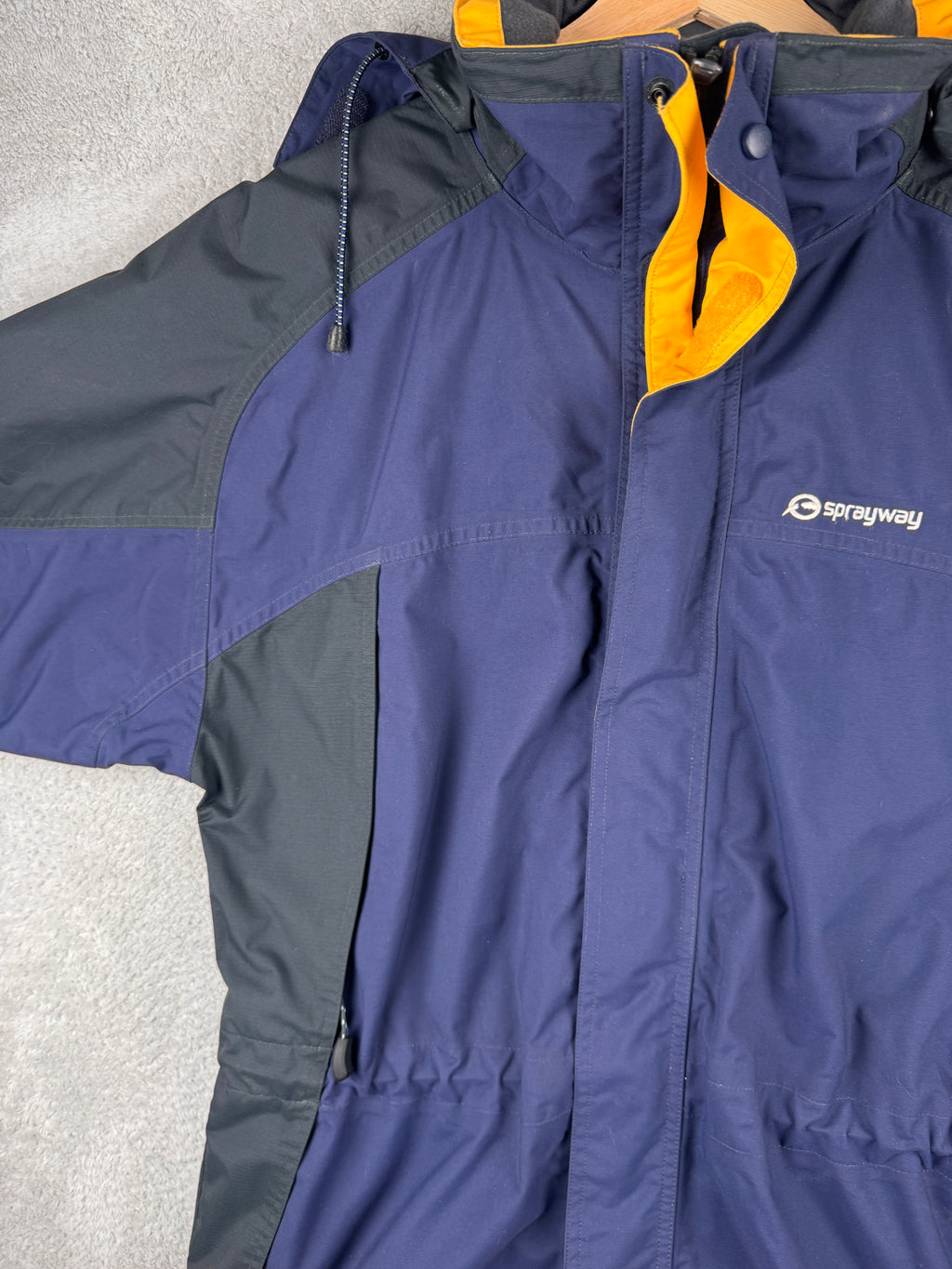 Sprayway Mens Medium Waterproof Jacket Navy Blue Hooded Outdoor Coat