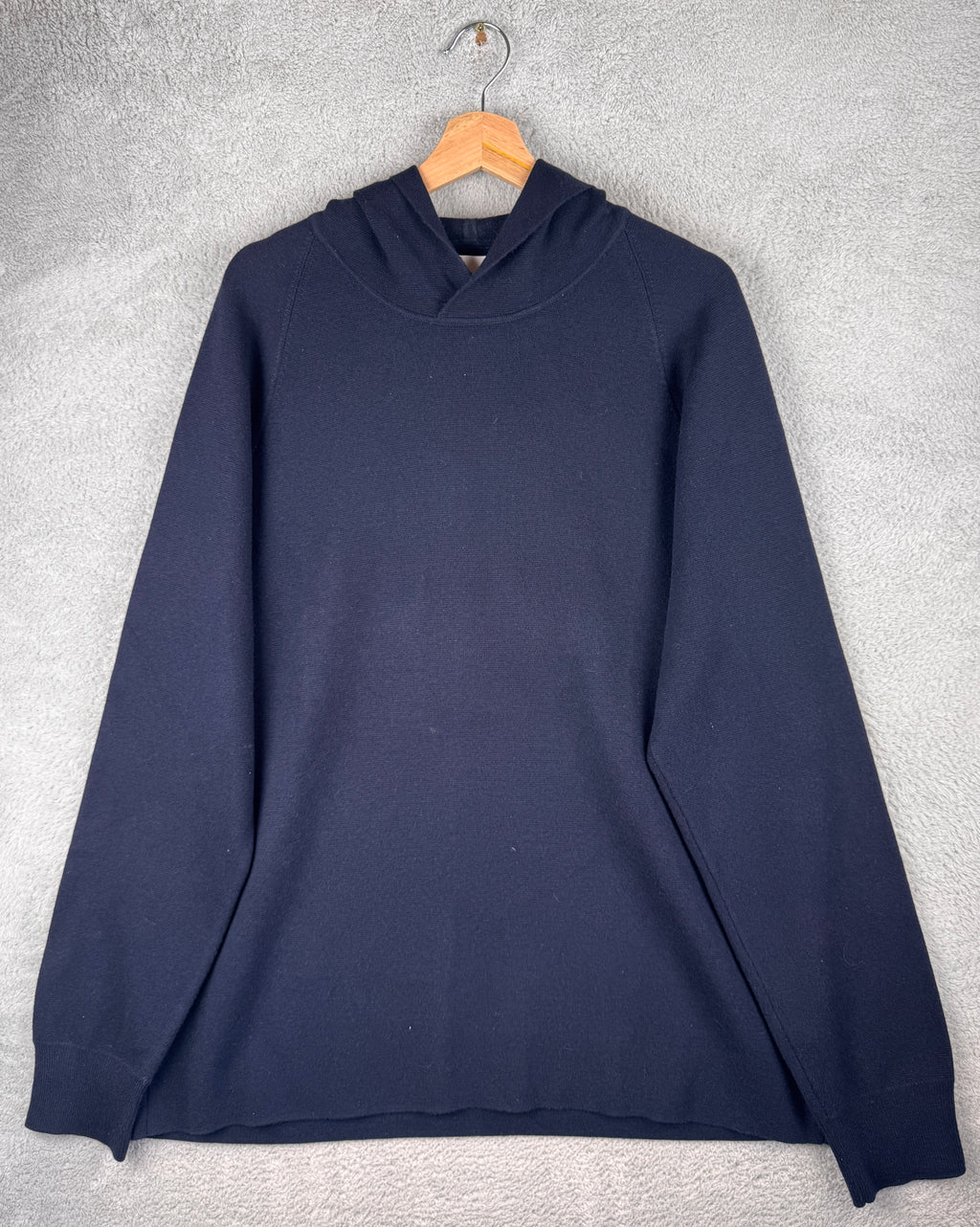 Norse Projects Axel Merino Wool Cotton Milano Hoodie Mens XL Navy Blue Knit