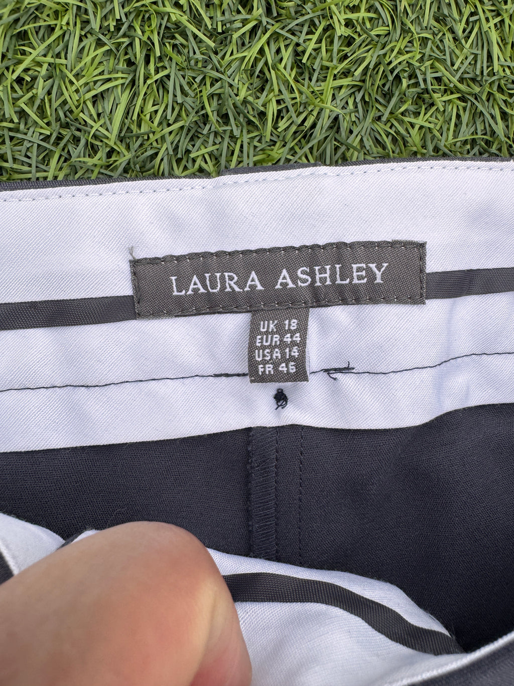 Laura Ashley Womens Trousers UK 18 Grey Tailored Straight Leg