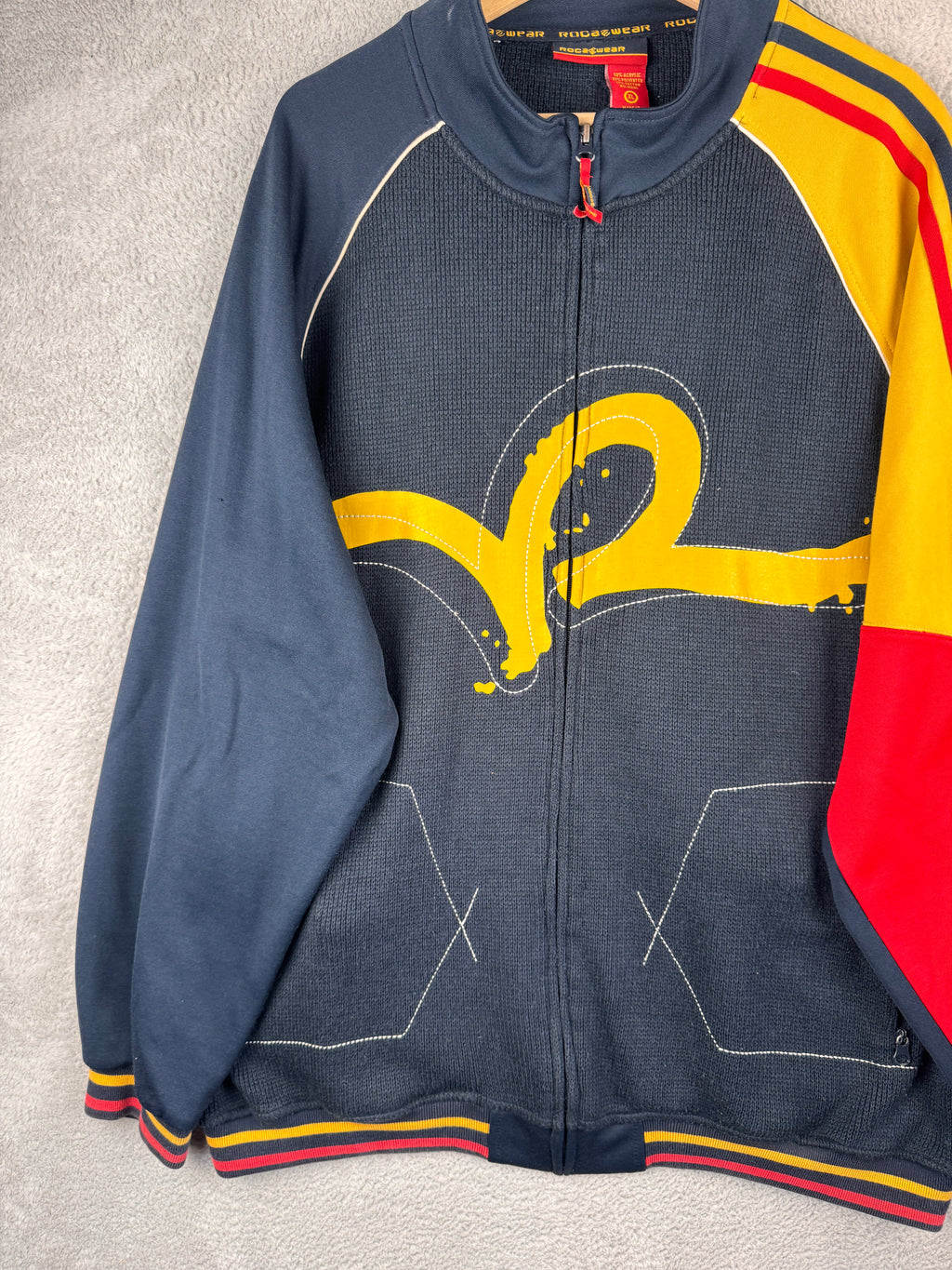 Rocawear Mens XL Navy Full Zip Track Jacket Y2K Hip Hop Streetwear