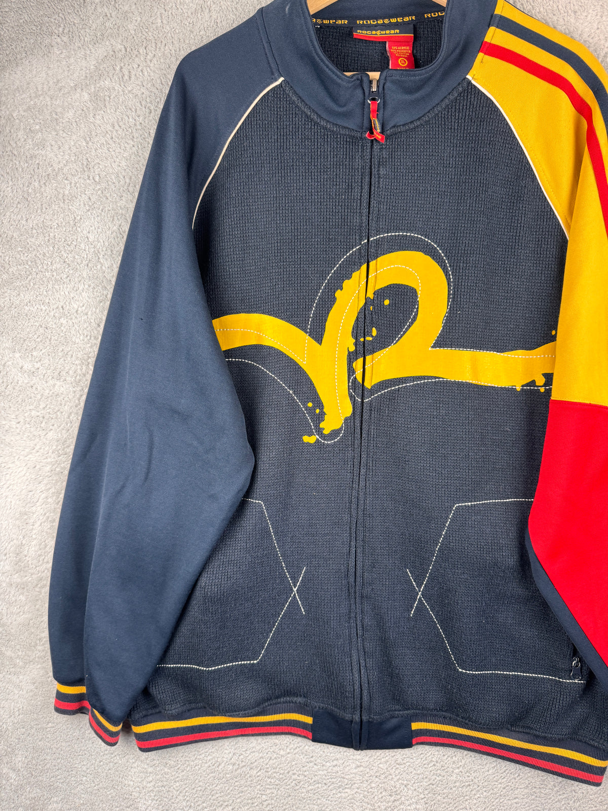 Rocawear Mens XL Navy Full Zip Track Jacket Y2K Hip Hop Streetwear