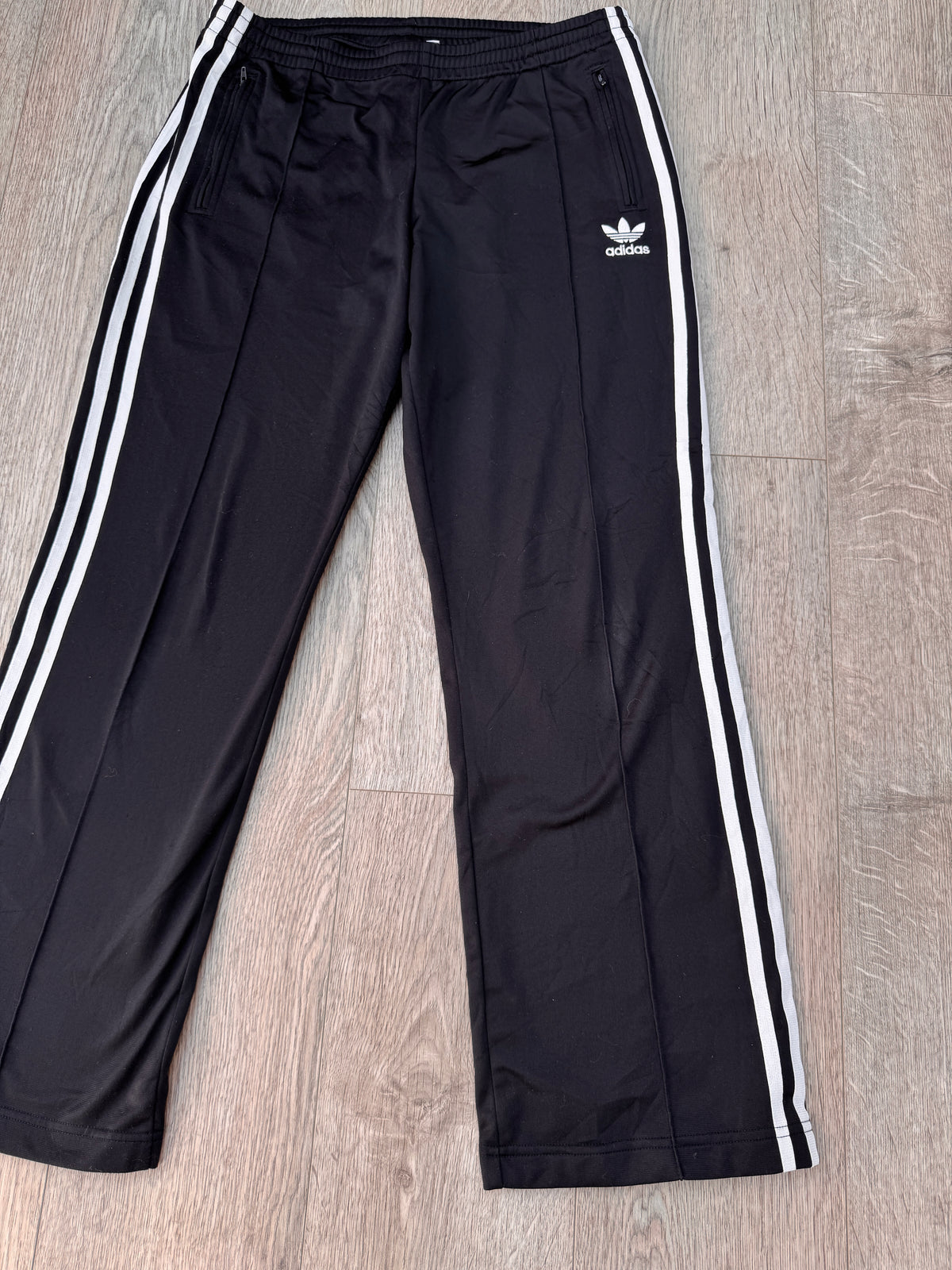 Vintage Adidas Originals Track Pants Size M Black White 3 Stripe Trefoil 90s