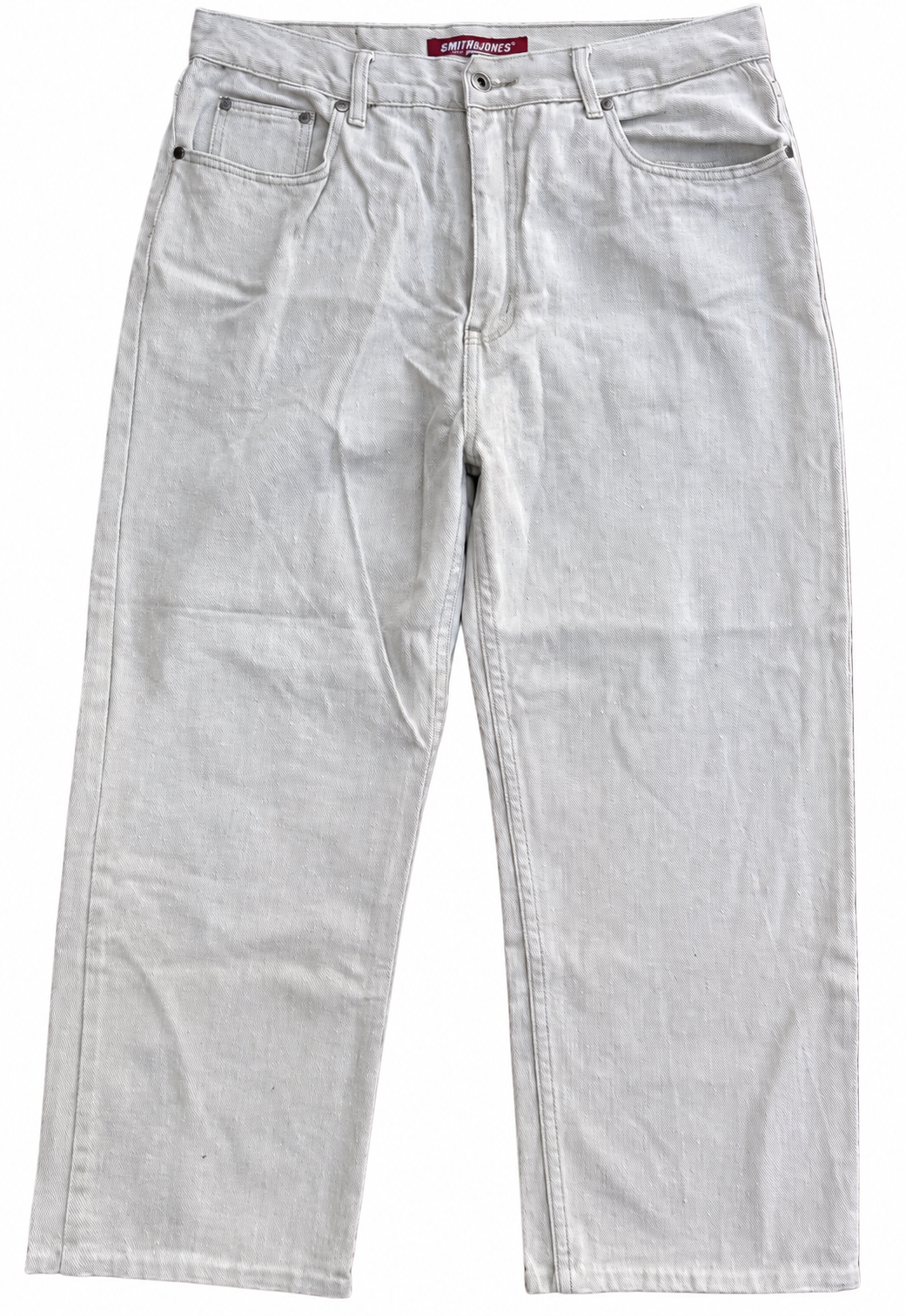 Smith & Jones Mens Jeans Light Grey Denim Straight Leg W 36 L 30