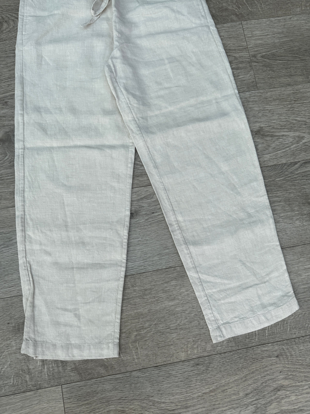Orvis Womens Linen Trousers Size Small 6/8 L 27 Beige Cream Drawstring Wide Leg