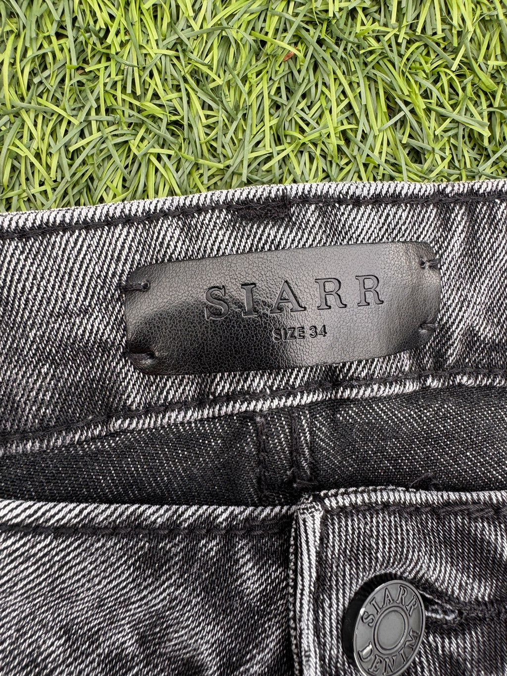 Siarr Carpenter Jeans Mens W34 L 32 Grey Washed Flared Distressed Patchwork