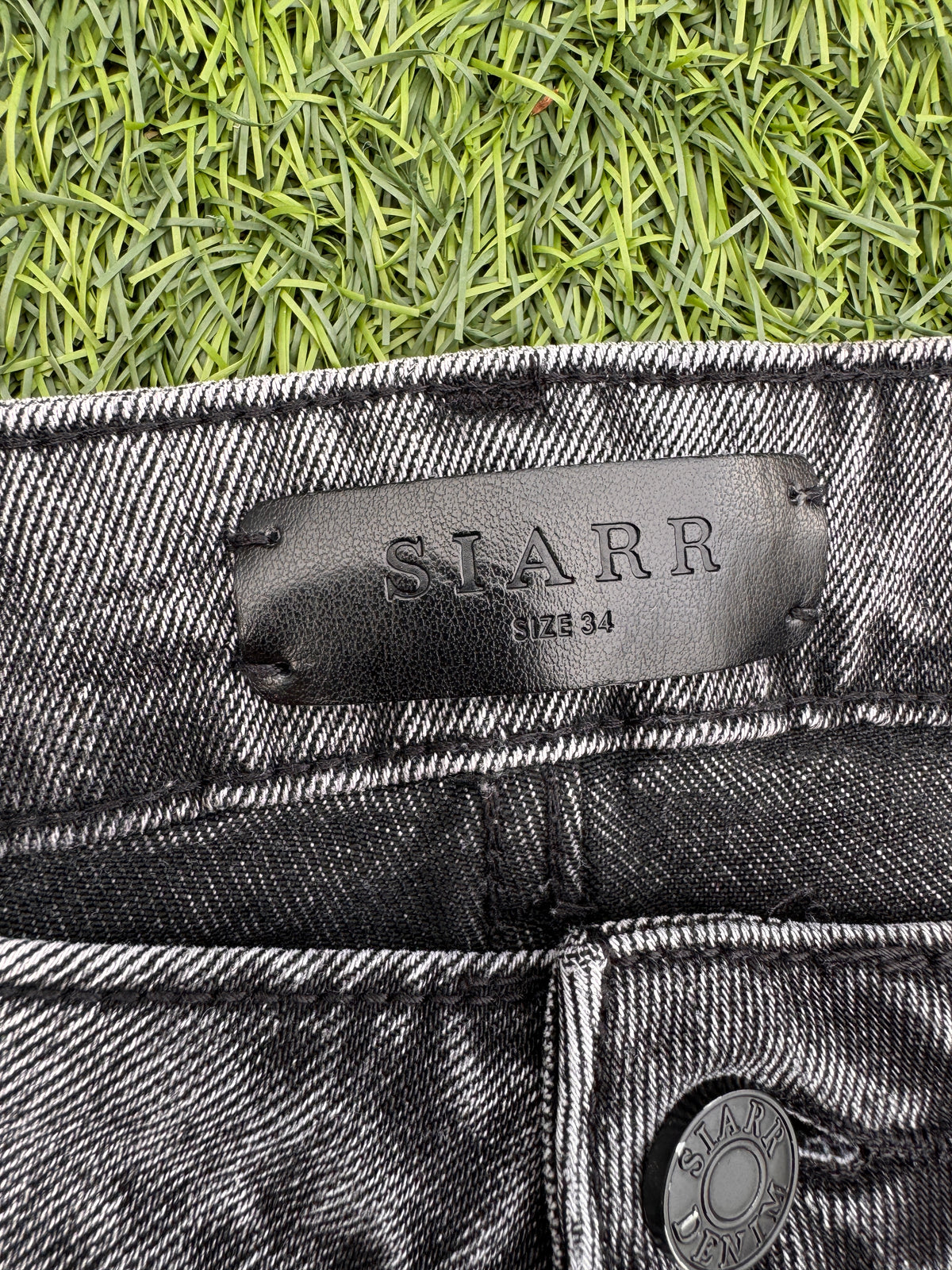 Siarr Carpenter Jeans Mens W34 L 32 Grey Washed Flared Distressed Patchwork