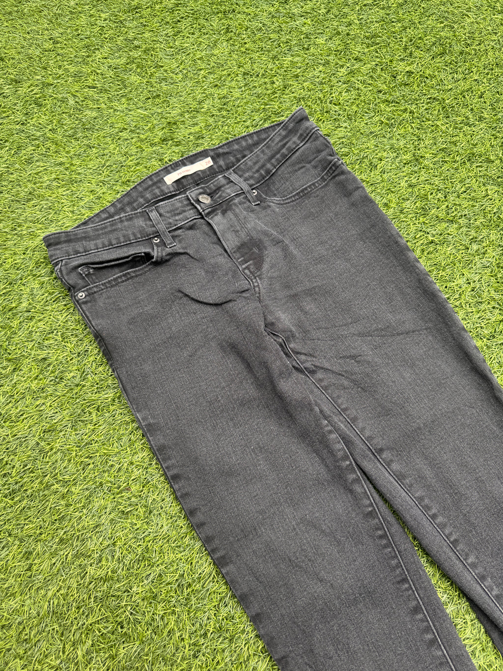 Levis 711 Womens Skinny Jeans W28 L32 Black Charcoal Wash Stretch