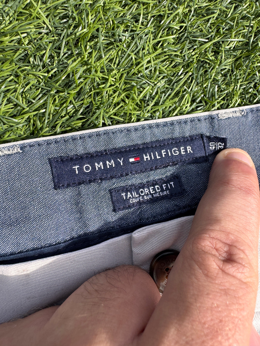 Tommy Hilfiger Mens Chino Trousers W36 L30 Beige Stone Tailored Fit