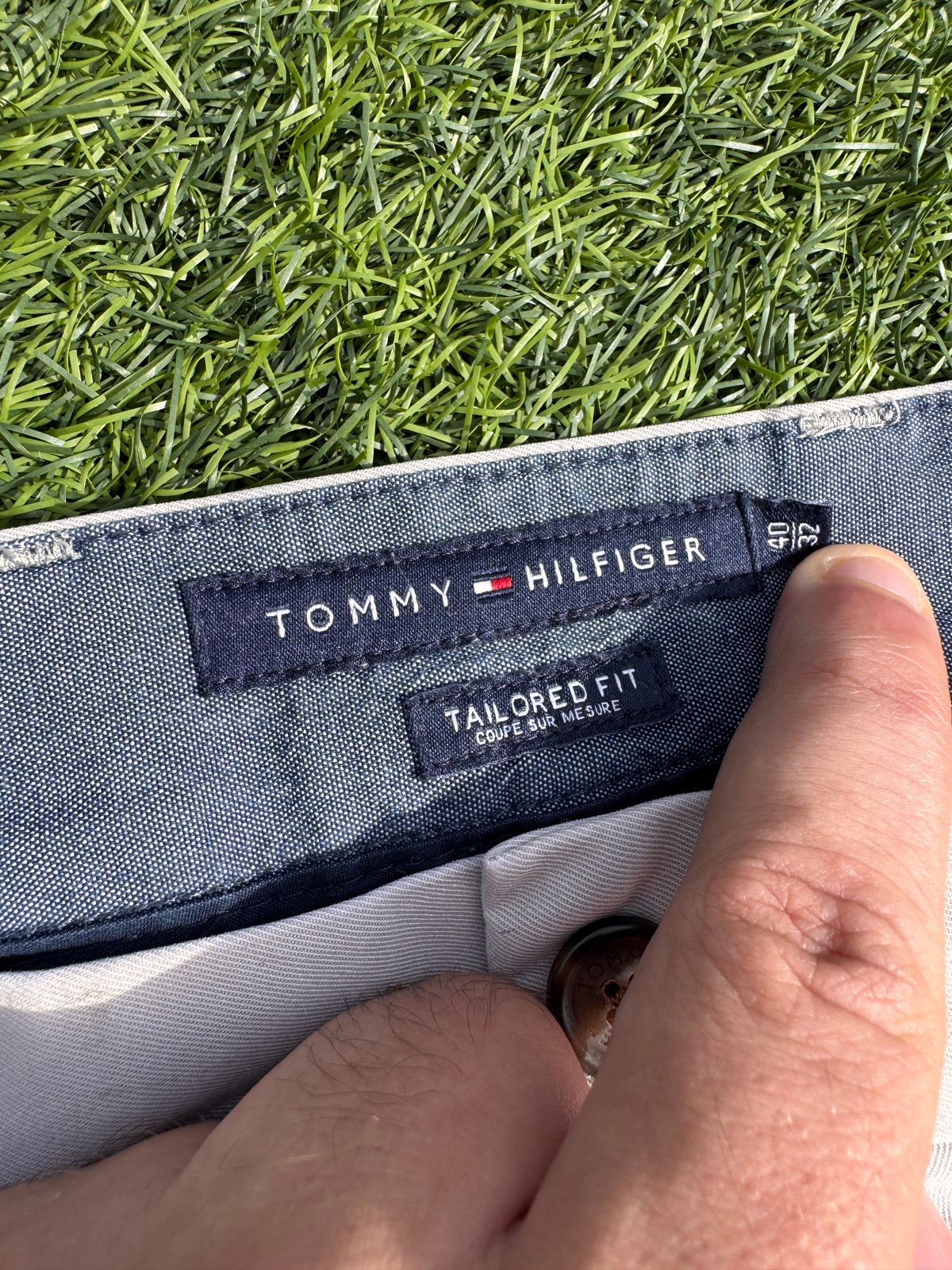 Tommy Hilfiger Mens Chino Trousers W36 L30 Beige Stone Tailored Fit